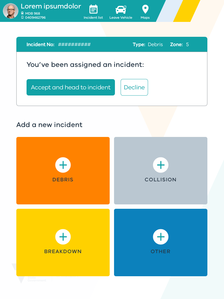 VicRoads home screen