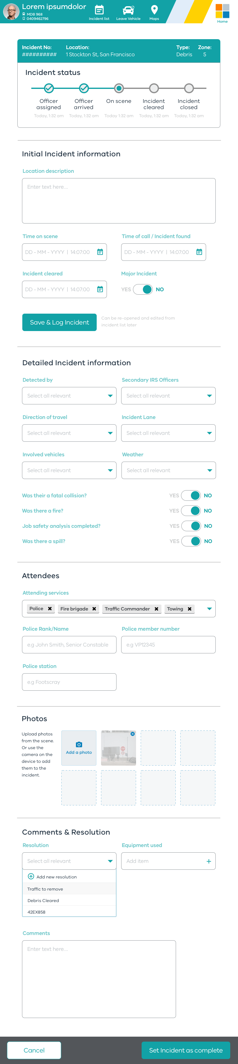 Incident form